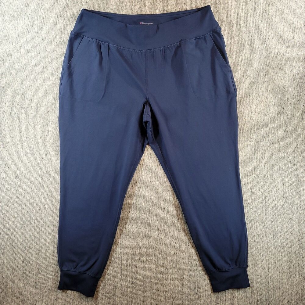 Champion Womens XL Navy Blue Athletic Joggers Legging Material Pants M59465